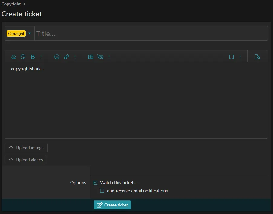 SimpCity ticket submission form