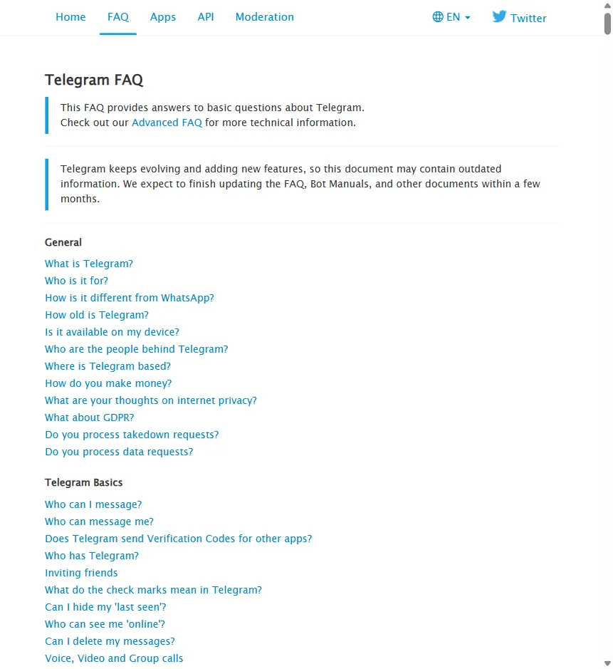 Telegram FAQ section on copyright complaints showing dmca@telegram.org as the contact email